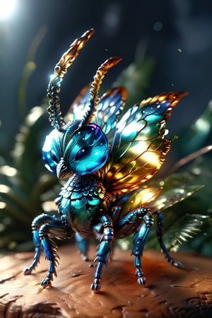 create a crazy litle alien bug, that is the cutest thing,  glass shiny style,DonM1r0nF1l1ng5XL,zhibi,peacock