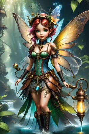 A creation fairy, infused with steampunk elements, 