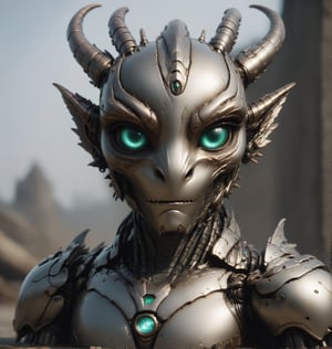 create an epic creature in a portrait style, , dragon robot, zhibi,