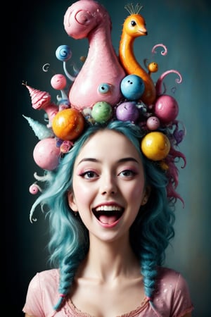 create a combination, of the weird, the wonderful, the whimsical, fun, happy, 