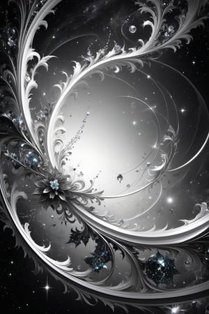 space background,Black and white entanglement, crystal and silver entanglement Negative prompt: EasyNegative, badh,(Mystic fantasy),