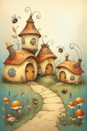 a cute litte whimsical villiage, with cute little whimsical bugs just living their happy little lives,,BugCraft,vi_bee