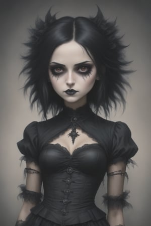 create a beautuful  stunning goth/gysdy female