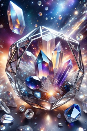 space background,crystal and silver entanglement ,Mystic fantasy