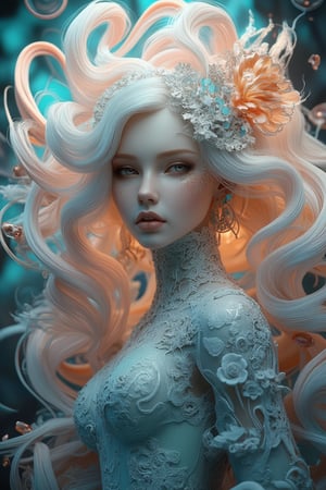 Airbrushing (Beautiful mystical allure) long swirling hair, smart, environment, Using airbrushing for art, often for smooth gradients, spray effects, or automotive art,1 girl,anime