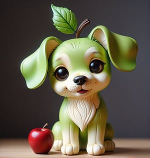 a dog made of apple, cute whimsical amused, ,strwbrrxl,zhibi