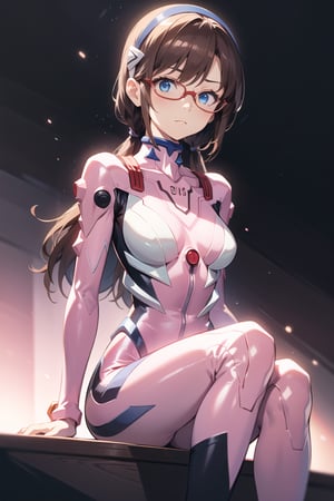 1girl, solo, master piece, extremely detailed face, perfect lighting, extremely detailed CG, (perfect hands, perfect anatomy), two legs, 5 fingers, Loli,

makinami_mari_illustrious, glasses, plugsuit, bodysuit, red-framed eyewear, pink bodysuit, long hair, Brown hair, sitting, 