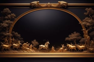 black background, (classic art frame),mythology story scenery