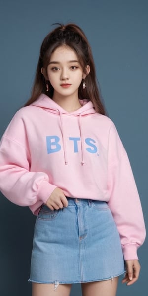 Name:musi
age:16
pose:vibing like a BTS Army
background:in a BTS oditorium 
dress: pink hoodie with BTS symbol,flari blue jeans
pose: standing with a love symbol with hands