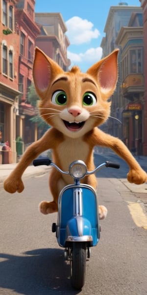 "In a vibrant cartoon world, Tom, with his trademark determination, races after Jerry, who zips through a charming, detailed landscape filled with whimsical surprises. Tom's expression is a mix of determination and frustration, while Jerry's mischievous grin hints at his next clever escape. Surround them with lively, exaggerated scenery: exaggerated buildings, exaggerated props, and exaggerated expressions, all contributing to the delightful chaos of their timeless chase. Bring out the essence of classic animation with bold lines, bright colors, and exaggerated features that evoke the spirit of Tom and Jerry's endless antics."