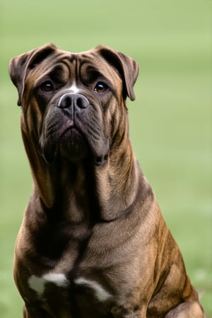 ((Brindle) BullMastiff), side profile, looking straight ahead, female dog.

