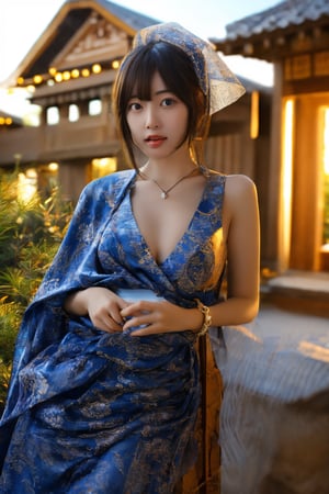 Masterpiece, best quality, super detailed, 
beautiful 20 years old Asian girl, solo, 
middle breasts,
exposed shoulders, 
Provocative pose
Shapely whole body, 
looking into camera,
realistic portrait,
juliet veil,
Bangs,
pendant necklace,
brown Alluring eyes,
Cupid's bow mouth,
Graceful hands,
pearl bracelet,
beautiful Svelte leg,
Japanese kimono dress,
spa resort,idol