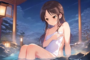 score_9, score_8_up, source_anime,
1 gril(height 101 cm),solo, petite, 
tcbnars, long hair, brown hair, parted bangs , brown eyes, 
flat chest,
naked,towel,
open-air hot springs,hot springs,night sky,sky,night,
bath,
towel covering breasts,
towel covering nipples,
wet hair,
wet towel,
relax,
full body,
long shot,extra long shot,close up,body close up,
masterpiece, best quality,