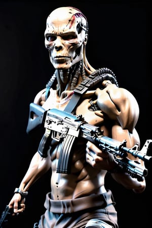 Esqueleto realista portando una Ak47 enllamas
,Extremely Realistic,Movie Still,cyborg style