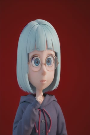A girl,glasses,index finger raised,portrait