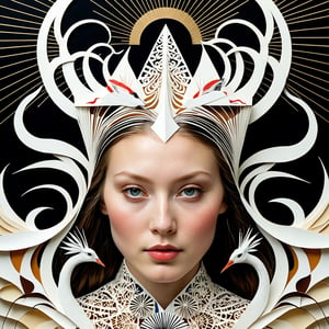 1 girl's face is Caucasian, photography in the style of detailed hyperrealism ,creature ,fantasy,James Christensen,bold lines,hyper detailed


(Kirigami representation, 3D, paper folding, paper cutting, Japanese, intricate, symmetrical, precision, clean lines : 1.3),
Ink Painting,1girl,God's Angle