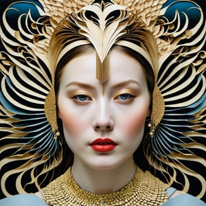 1 girl's face is Caucasian, photography in the style of detailed hyperrealism ,creature ,fantasy,James Christensen,bold lines,hyper detailed


(Kirigami representation, 3D, paper folding, paper cutting, Japanese, intricate, symmetrical, precision, clean lines : 1.3),
Ink Painting,1girl,God's Angle