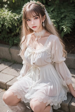 ((One girl)) ,(((upper body)))、Real17yo、cute girl、((Small breasts))、(((Long white hair)))、Breasts and nipples are visible、((squat))、((lolita  coordination)） And a very slim figure,,,,,、Very thin leganicules、Earrings、Pink Lip、choker、Real、Sexual、Highest quality、Detailed face、Detailed Background、Depth of written boundary、whole body viewing angle、Sexual、alone、night,Highest quality、High resolution、High resolution（Real：1.4）Detailed eyes、Gradation、Perfect anatomical figure、Woman with perfect body、Highly detailed skin、Detailed face、Beautiful eyes in every detail、Background Blur,little_cute_girl,((very small tits)),lolita_dress