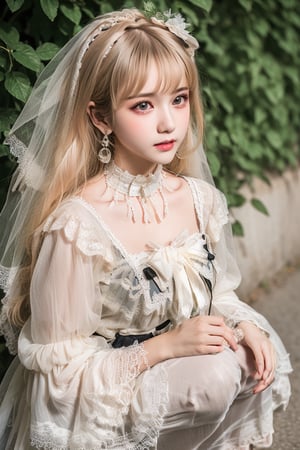 ((One girl)) ,(((upper body)))、Real17yo、cute girl、((Small breasts))、(((Long white hair)))、((squat))、((lolita  coordination)） And a very slim figure,,,,,、Very thin leganicules、Earrings、Pink Lip、choker、Real、Sexual、Highest quality、Detailed face、Detailed Background、Depth of written boundary、whole body viewing angle、Sexual、alone、night,Highest quality、High resolution、High resolution（Real：1.4）Detailed eyes、Gradation、Perfect anatomical figure、Woman with perfect body、Highly detailed skin、Detailed face、Beautiful eyes in every detail、Background Blur,little_cute_girl,((very small tits)),lolita_dress