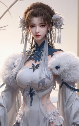 (masterpiece, best quality:1.2), 1girl, (hanfu dress:1.26),looking at viewer,(huge breasts:1.79),Depth of field,