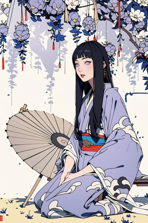 Hinata Hyuga, japanese clothes, chinese clothes, ancient china, ancient japan, royalty, jewelry, accessories, gold, black hair, lavender eyes