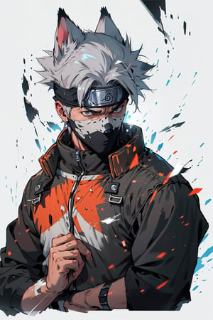 Kakashi Hatake, werewolf, wolf, wolf ear, dog, dog ear, grey hair, black eyes