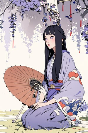 Hinata Hyuga, japanese clothes, chinese clothes, ancient china, ancient japan, royalty, jewelry, accessories, gold, black hair, lavender eyes