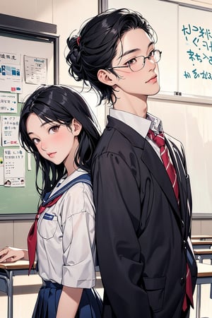 1man, 1girl, asian, high school, school uniform, teacher, student, school, age gap, realyuki0.3,Asian man,jp_school_uniform,komi_sch