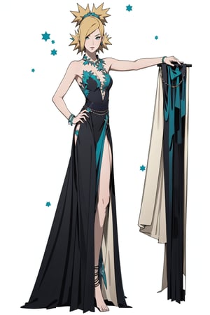 Temari, Temari Sabakuno, blonde hair, teal eyes, elegant dress, dress, elegant, gala, festive, jewelry, accessories, masterpiece, best quality