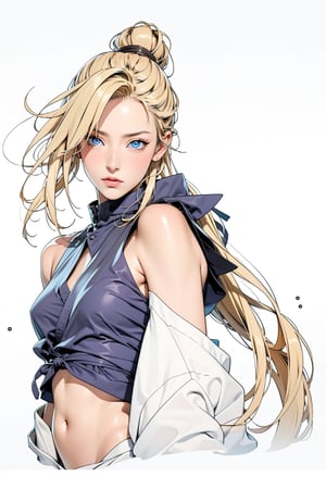 Ino Yamanaka, ninja, shinobi, kunoichi, fishnet, training, long blonde hair, blue eyes, masterpiece, best quality