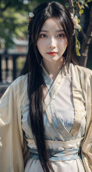 Best quality, masterpiece, ultra high res, 1 girl, beautiful face, detailed skin, looking at the viewer, black eyes, floating hair, slender, Chinese, black hair, pale skin,  straight_hair, beautiful, regal, chinese_clothes,  graceful, mid journey portrait, hanfu,ancient_beautiful,Detailedface,chinse zombie,cosplay costume , 