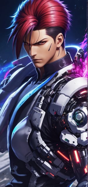 king_of_fighters, color, iphone 11 pro, cyborg style, cyborg, person