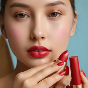 Girl holding lipstick,Beauty