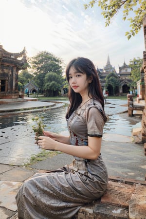 1girl,pagoda,outdoors