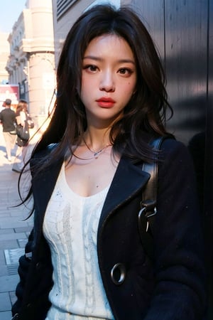 (masterpiece, best quality, photorealistic, high resolution, 8K raw photo, artstation) Half-body shot, Asian Girl, [Lisa Blackpink: Jisoo Blackpink:0.5], red eyes, elegant, thoughtful, reddish yellow lips, gothic, emo, dark, rock clothing, ((loose hair, black with white color)), good quality, cyberpunk, gothic
,Detailedface