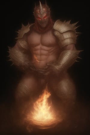 photorealistic, high resolution, soft light work of art,1man, large cock, Picture a young man in fighting stance, muscular body, short spiky red hair, full body, Wide Shot, wallpaper, (cinematic dramatic light), (detailed armored suit, ripped), (armored weapon:1), arcane, wind magic, magic surrounds, mesmerizing, visual effects, fire flying all over the shinning sky, creepy sad laughing demon mask, assassin weapon, perfect hands, sacred fantasy, dynamic pose, ancient portal in the background, JINKUNGFU, Male focus, Hard Gay focus,bara