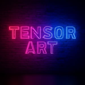 neon, indoor wall, etv mix font. 
"TENSOR.ART"
"font style"