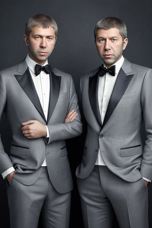 (masterpiece, profesional photo), men, identical twin brothers, Russo, Abramovich yong,  in fine clothes,  