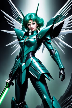 (Sailor Neptune:2) (as a Gundam:2.5), Fighting in  space with a beam saber (H.R. Giger's Art Style:3)