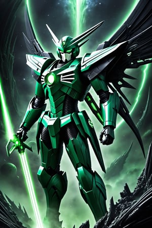 (Green Lantern:2) (as a Gundam:2.5), Fighting in  space with a beam saber (H.R. Giger's Art Style:3)