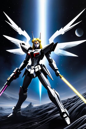 (Sailor Moon:2) (as a Gundam:2.5), Fighting in  space with a beam saber (H.R. Giger's Art Style:3)