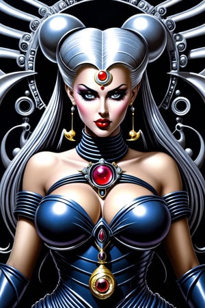 Very busty and muscular Sailor Moon(H.R. Giger Art style:0.8)