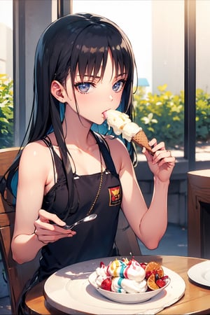 eating icecream,