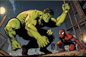 spiderman vs hulk ,comicstyle