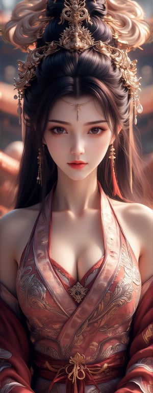 Best quality, masterpiece, ultra high res, (photorealistic:1.5), raw photo, (Masterpiece, Top Quality, Best Quality, Official Art, Beauty and Aesthetics: 1.2), 1girl, long black hair, Medusa wears a sleeveless, In a vibrant, ultra-realistic depiction, Diao Chan stands confidently in her Three Kingdoms dress-up attire, her bright smile radiating joy as she gazes directly at the viewer. Her striking features are set against a warm, HDR-lit backdrop, emphasizing her porcelain-like complexion and luscious locks. Framed from head to toe, her elegant figure is showcased in stunning detail, inviting the viewer to step into the captivating scene.,Eroflo,meidusha, KOLNB,forehead mark, high contrast, (grayscale:-1.5),云韵Flux-起风了,purple hair