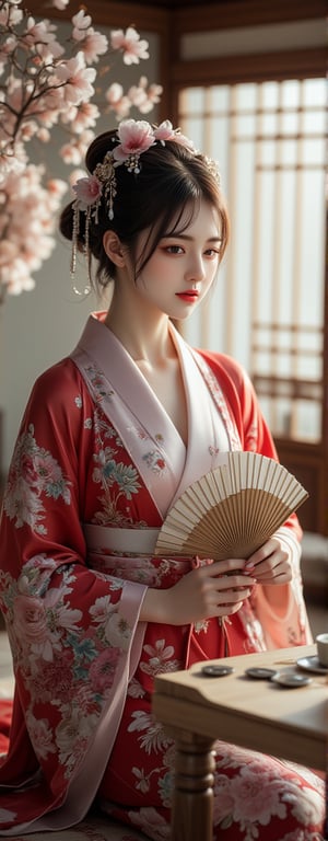 A well-dressed woman stands beside a super car, Best quality, masterpiece, ultra high res, (photorealistic:1.5), raw photo, (Masterpiece, Top Quality, Best Quality, Official Art, Beauty and Aesthetics: 1.2), The young woman, clad in a traditional floral kimono, pauses mid-game, her focus split between the fan she holds and the Go stone she is about to place. The scene around her is still, a tea set prepared for an unhurried afternoon. Light streams softly into the room, wrapping her in a gentle warmth. This image speaks of calm contemplation, a quiet interlude in the flow of life, deeply rooted in the rituals of Japanese heritage,Eroflo