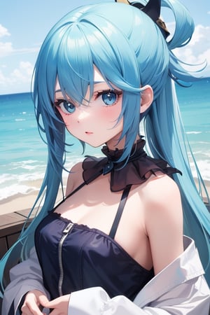 aqua, 1girl,masterpiece,long hair,blue_hair 