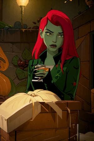masterpiece, highest quality, 8k high quality photo, cinematic lighting,STUCK IN CHIMNEY,poisonivy, (stuck in the chimney,),