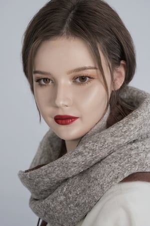 photorealistic,portrait of hubggirl, 
(ultra realistic,best quality),photorealistic,Extremely Realistic, in depth, cinematic light,

a close up of a person wearing a scarf and ear muffs, a picture, realism, fashion model, white skin color, teenager girl, portrait of arya stark, symmetric and beautiful face, with round face, girl with brown hair, 

perfect hands,perfect lighting, vibrant colors, intricate details, high detailed skin, pale skin, intricate background, realism,realistic,raw,analog,portrait,photorealistic, taken by Canon EOS,SIGMA Art Lens 35mm F1.4,ISO 200 Shutter Speed 2000,Vivid picture,hubggirl