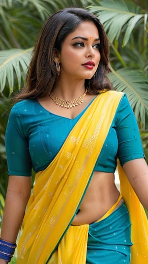  fatty indian woman in saree with down blouse 